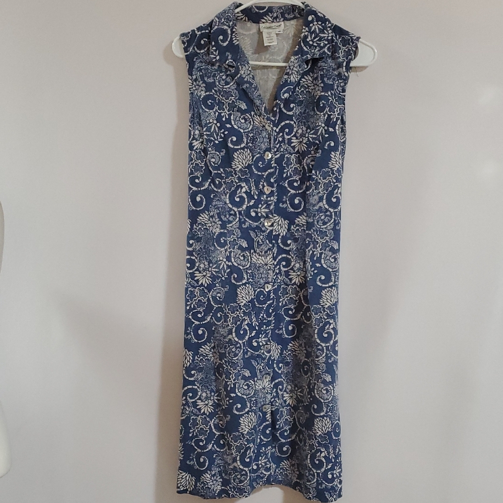 Coldwater Creek Navy and White Floral Maxi Dress